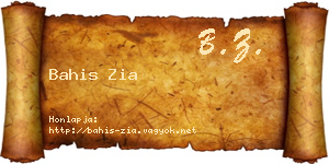 Bahis Zia névjegykártya